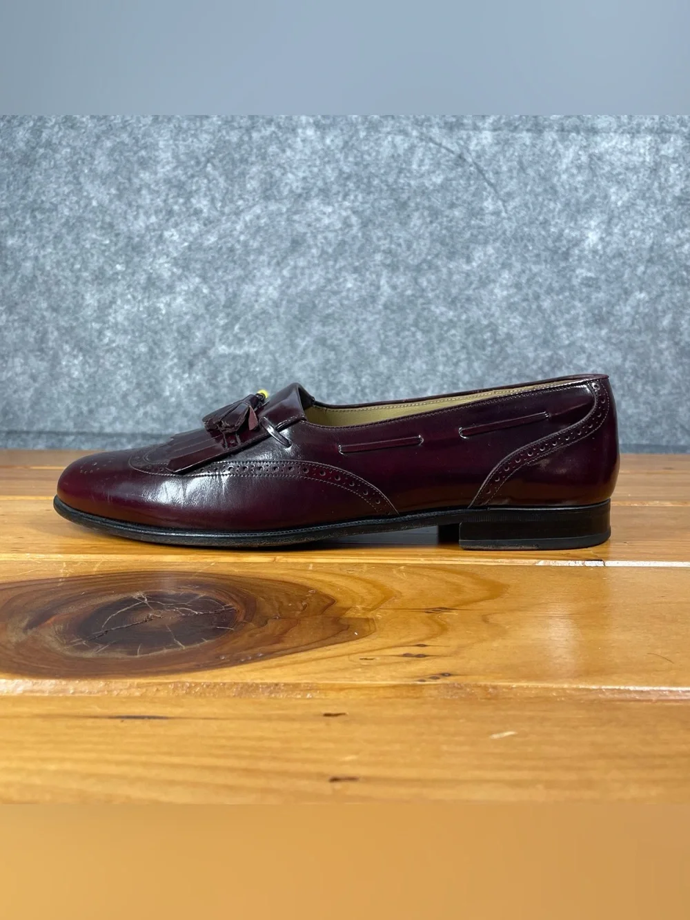 Mezlan Mens 11 B Burgundy Leather Kiltie Tassel Loafer Dress Shoe Made In Spain
